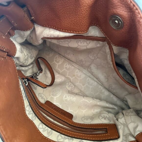 Michael Kors Tan Satchel with Silver Lock and Structured Design - Picture 12 of 12